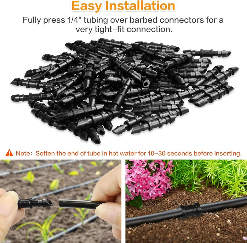 Gardrip Drip Irrigation Coupling Fittings：120 Pieces Barbed Coupler Irrigation Parts with Sharp End Fits for 1/4 Inch Irrigation Tubing Drip Line Connectors for Garden Lawn Irrigation System - Image 4